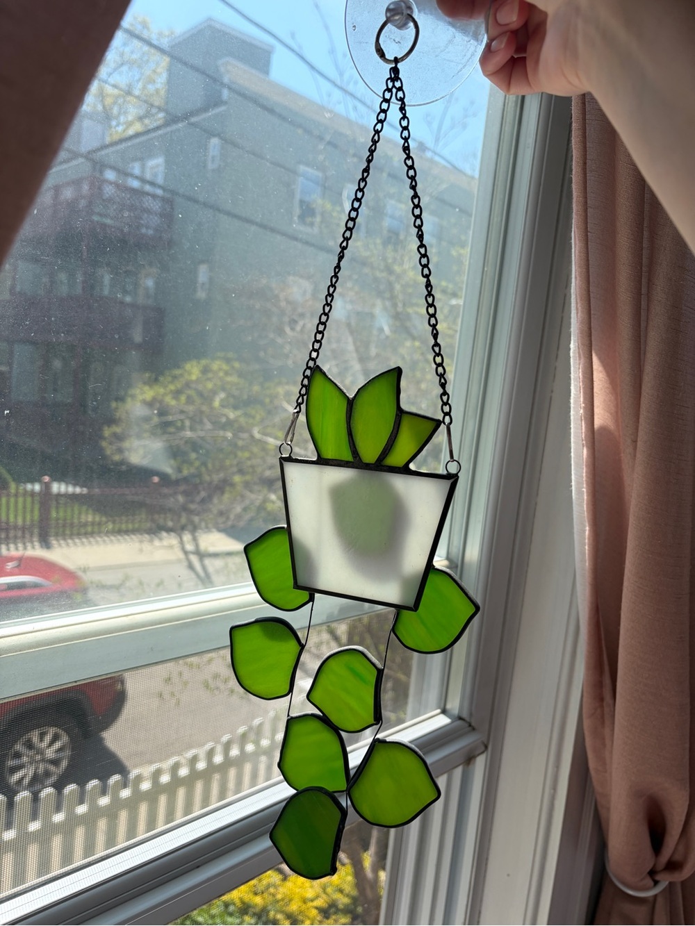 Stained Glass Hanging Potted Plant Suncatcher